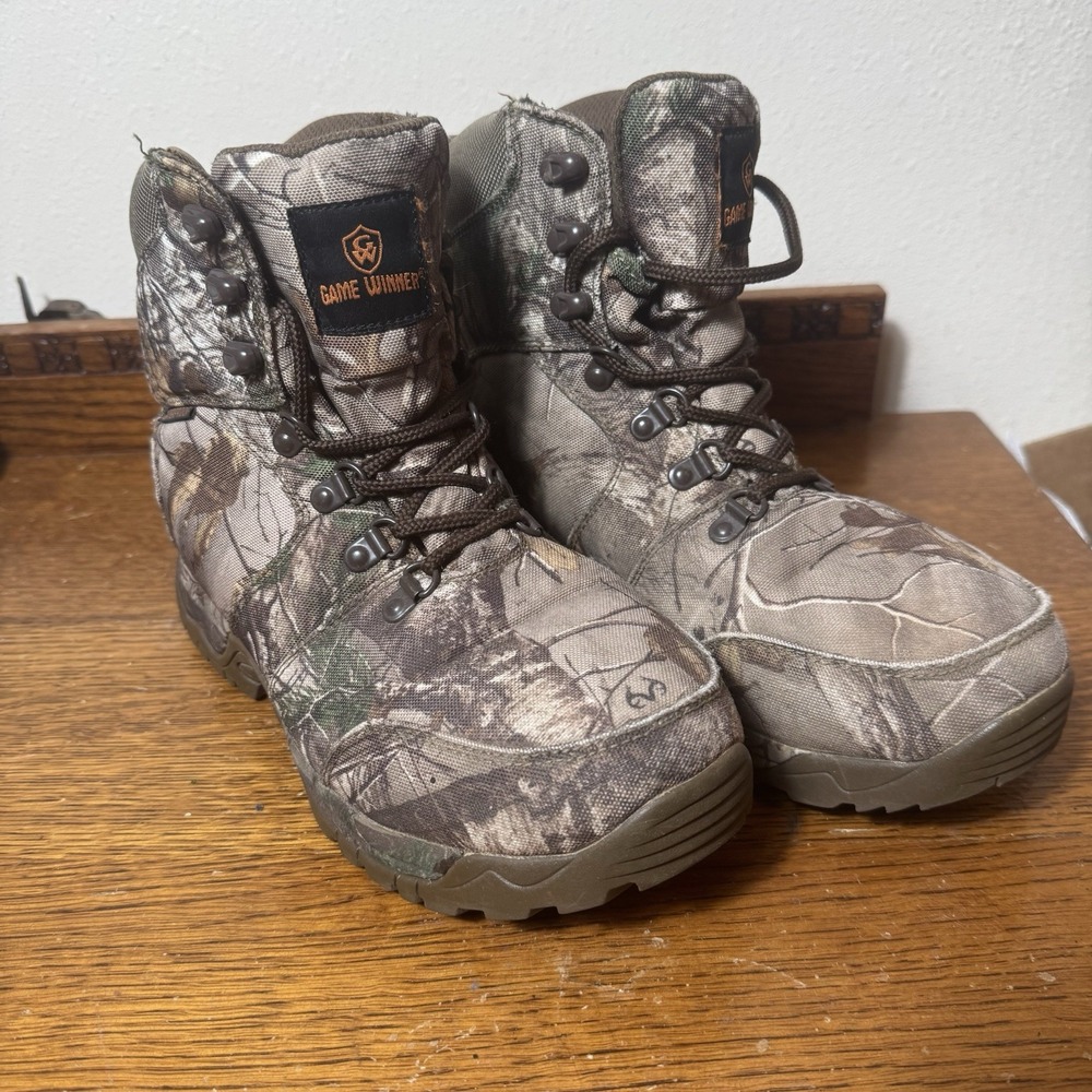 Game Winner Men's Size 8 Waterproof Camo Hunting Boots Realtree Lace Up
